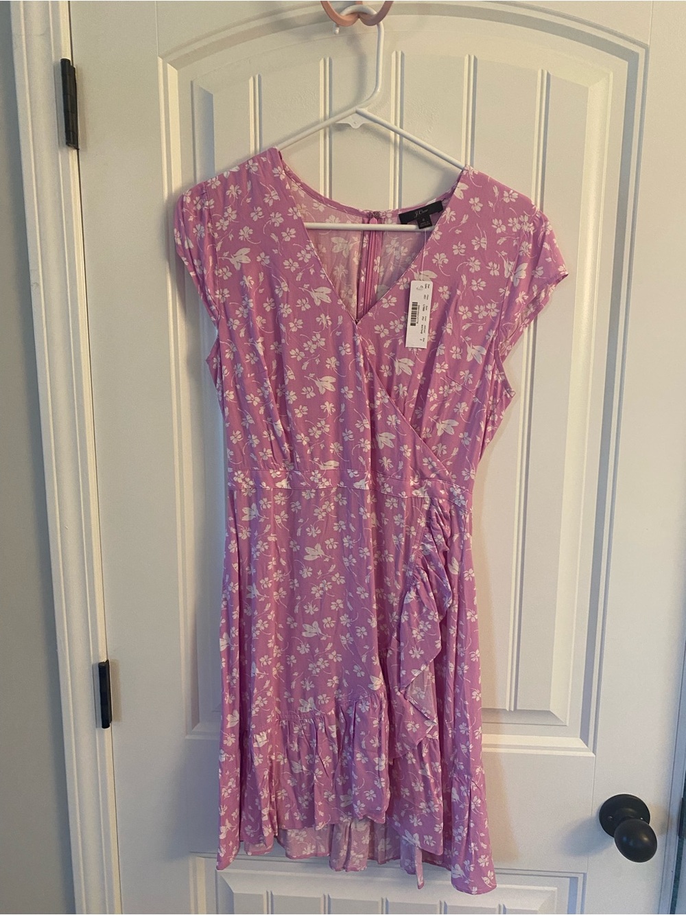 J. Crew Pink Floral Wrap-Style Ruffle Dress